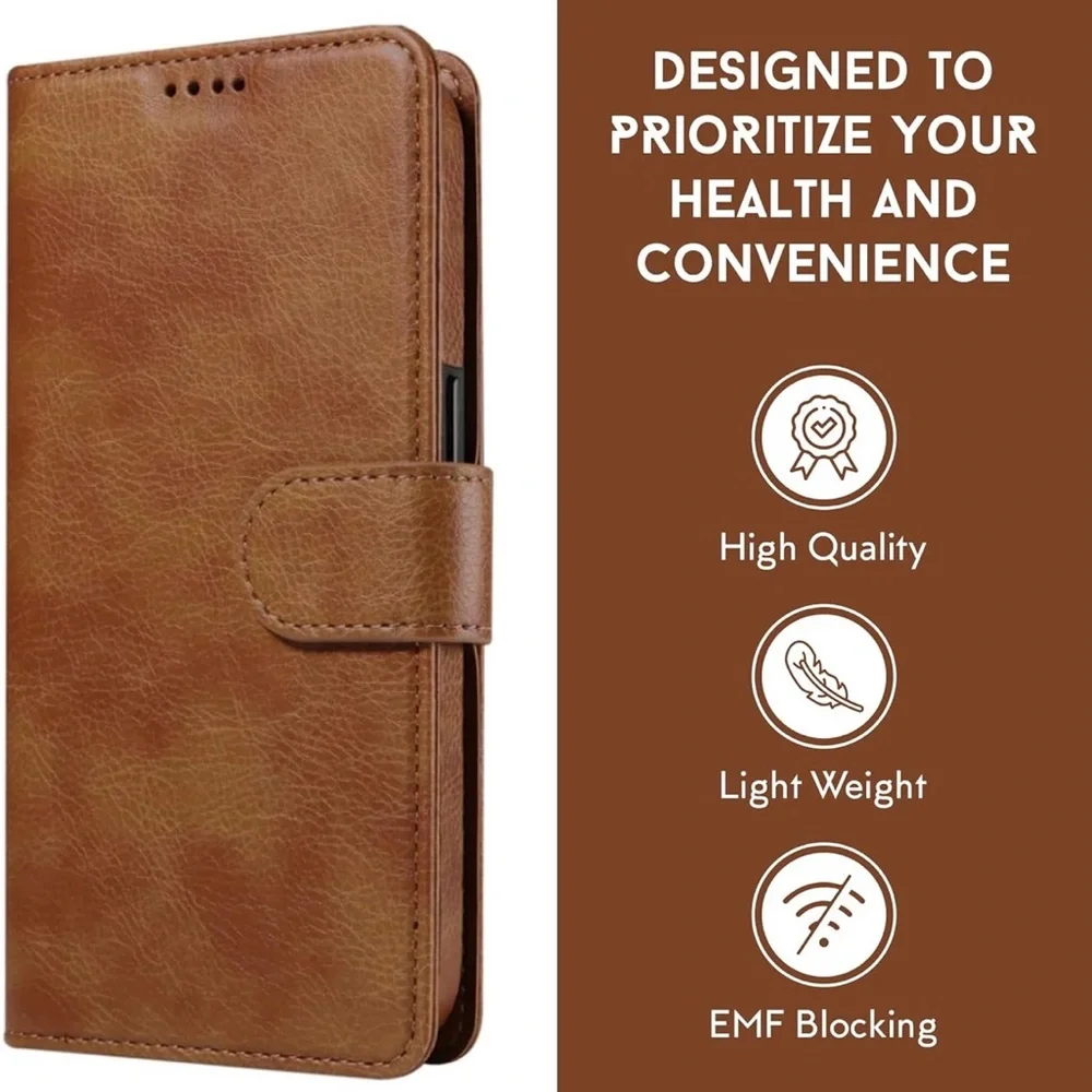 Brown Leather Phone Case with Card Holder for iPhone 15 Pro max, new